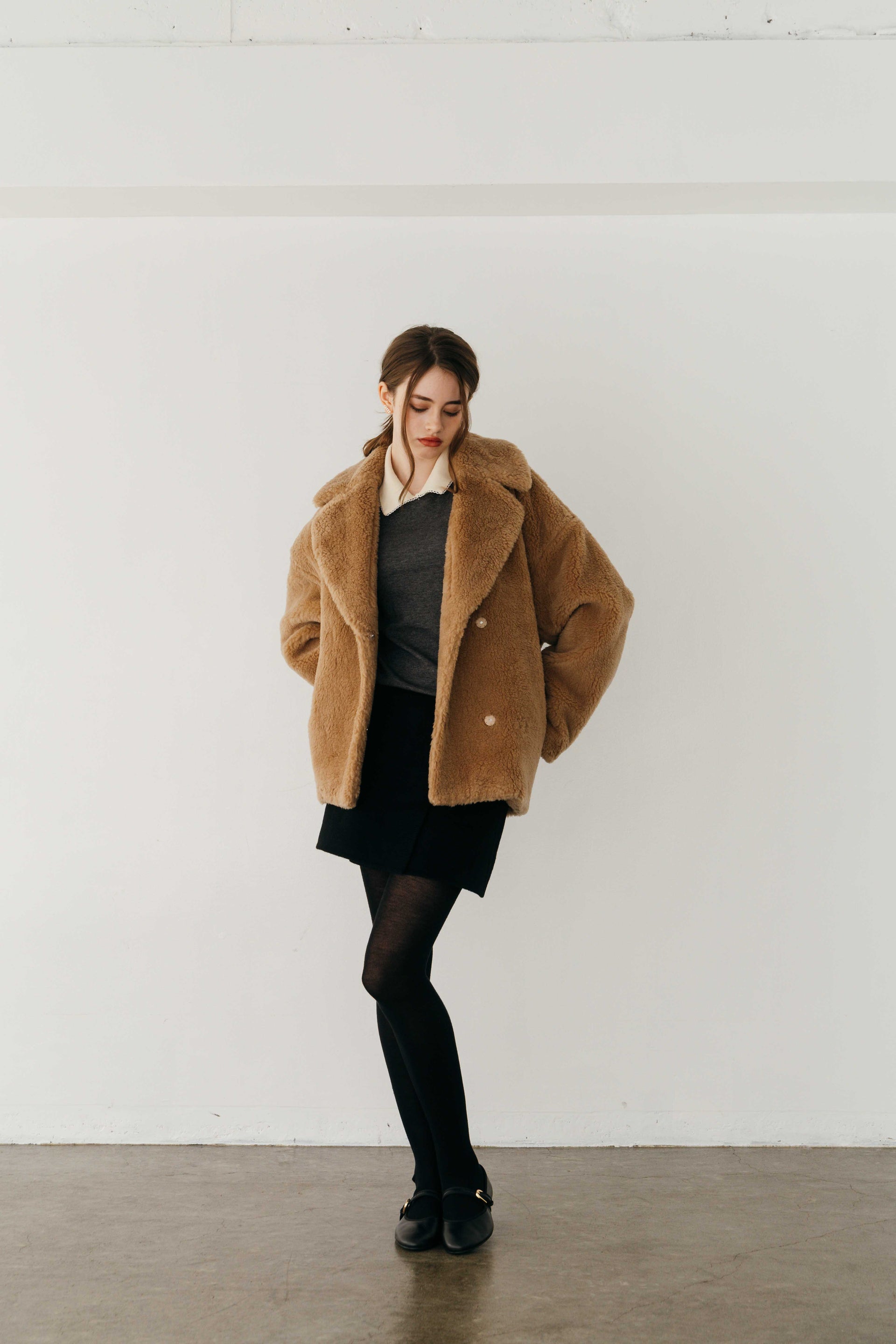 WOOL BOA COAT